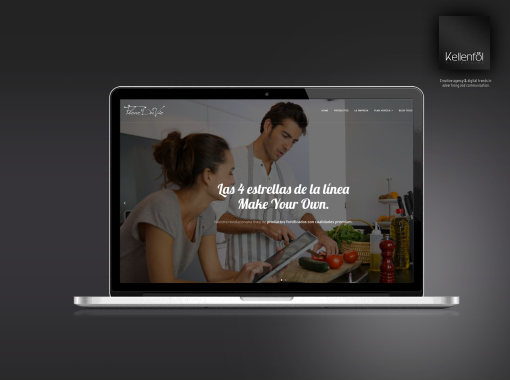 Desarrollo Web y diseño de marca de alimentación. Desarrollo de marca, diseño de logotipo, estrategia de comunicación y marketing.