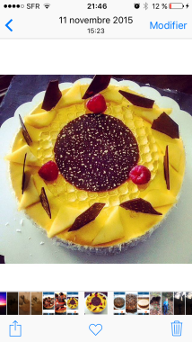 Entremet coco , mangue , chocolat