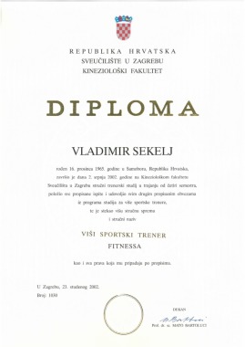 Diploma višeg sportskog trenera fitnessa