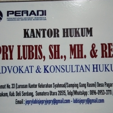 Kantor Hukum “Jepry Lubis, Sh., Mh ﹠ Rekan“.